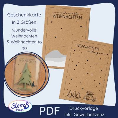 Druckvorlage Geschenkkarten Weihnachten SEt PDF - 