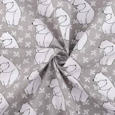 1,5 m Baumwollstoff, Eisbärenliebe, Grau, 140 cm breit