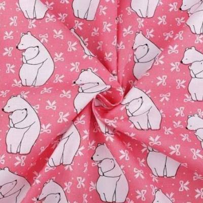 Baumwollstoff, Eisbärenliebe, Koralle, 140 cm breit