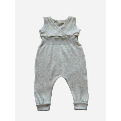 Einteiler Jumper Strampler hellgrau Gr. 74 - 80 Kaschmir Upcycling