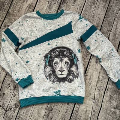 cooles dünneres Sweatshirt gr.146/152 Löwe Musik Kopfhörer