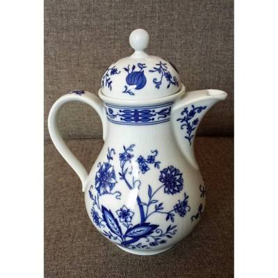 Kaffeekanne, Seltmann Weiden Bavaria, Friederike, Blau-Weiß, Zwiebelmuster, 750 ml