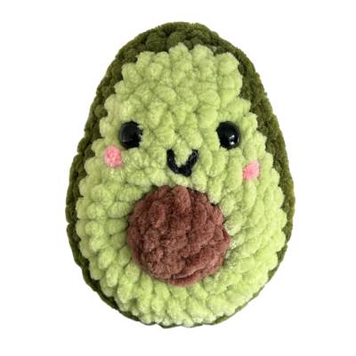 Amigurumi Avocado mit herausnehmbaren Kern Häkeltier 10 cm aus Chenillewolle