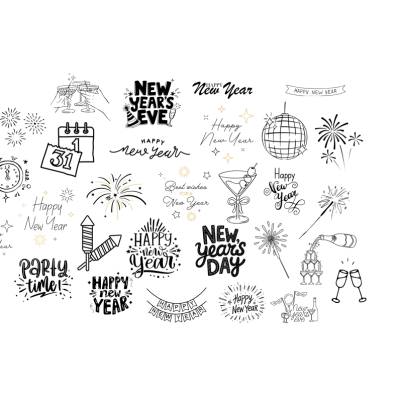 Silvester New Year's Eve Bundle PNG SVG Datei - Download Datei Plotterdatei - Plotter File - Party Feiern Champagne Sekt