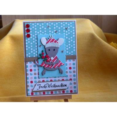 Handgefertigte Weihnachtskarte mit Maus