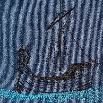 Wikingerschiff Stickdatei 18x18cm bzw. 20x20cm – Nordische Konturen für deine Stickmaschine