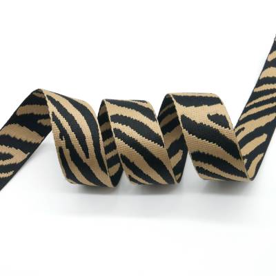 Gurtband Zebramuster schwarz/beige – 38 mm breit, Polyester, gewebt – DIY Zubehör für Taschen, Leinen & Gürtel