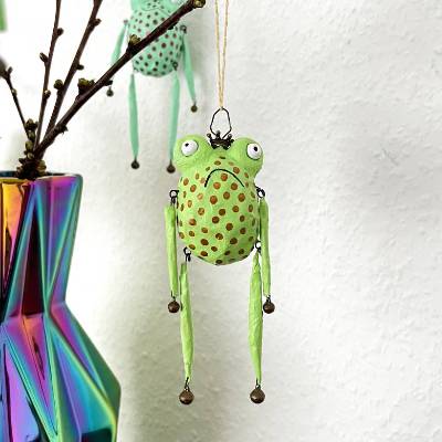 Froschglöckchen, grumpy frog, Baumschmuck, Weihnachtsschmuck, kling Fröschchen klingelingeling, hängende Froschfigur,