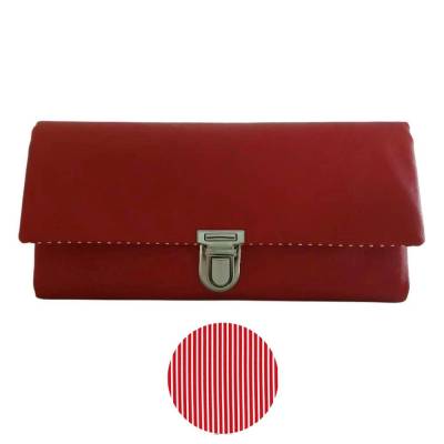 Geldbörse Portemonnaie Kunstleder Rot Streifen - Mrs. Manny Maxi