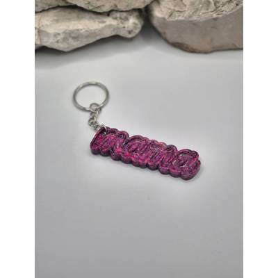 Schlüsselanhänger Mama Glitzer Pink