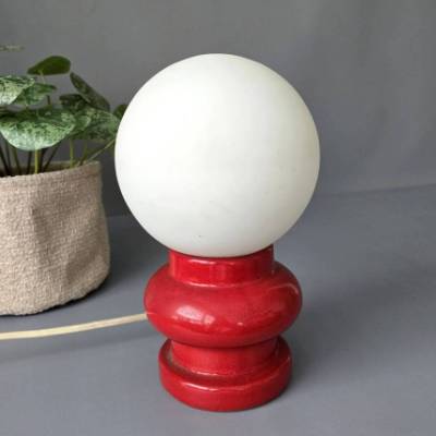 Steuler Tischlampe Cari Zalloni, 1970er, rote Keramik