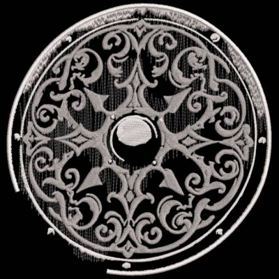 Wikinger Schild Stickdatei Lichteffekt 12-14x18cm – Nordische Symbolik auf Schwarz