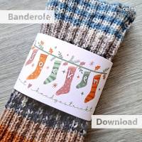 Geschenkverpackung für selbstgestrickte Socken– Weichnachtsmotiv Banderole zum Selbstausdrucken - Printable Bild 1