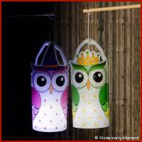 Drei Vorlagen zum Basteln von Eulen Laternen aus PET Flaschen Bild 2