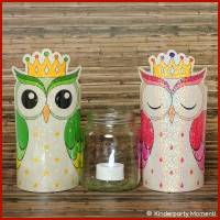 Drei Vorlagen zum Basteln von Eulen Laternen aus PET Flaschen Bild 4
