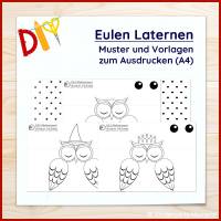 Drei Vorlagen zum Basteln von Eulen Laternen aus PET Flaschen Bild 6
