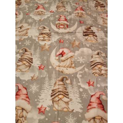 6.-€/m, Baumwollstoff, Wichtel, Grau-Braun-Rot, Weihnachten, Advent
