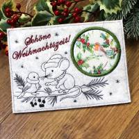Stickdatei ITH Mugrug Spatz und Maus Adventszeit Auszeit Bild 2