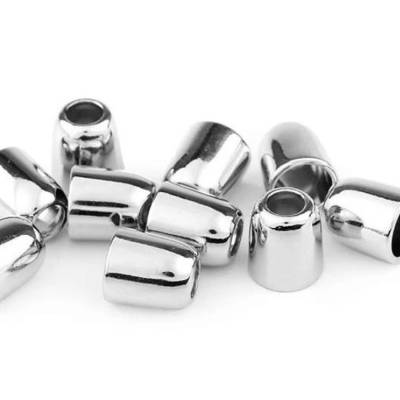 4 Kordelenden/Kordelstopper Metall Silber 10 x 11 mm, Ø 5 mm – Endstücke für Kordeln