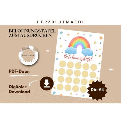 Belohnungstafel Regenbogen für Kinder – Motivation & Spaß beim Ziele erreichen | Spielerisch Ziele errei