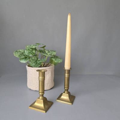 Paar Vintage Messing Kerzenhalter, 15 cm, Patina