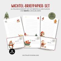 Wichtelbriefe Vorlage PDF, Wichtel Umschläge und Briefpapier Set, Weihnachtswichtel zum Ausdrucken, DIY Wichtel Zubehör Bild 1