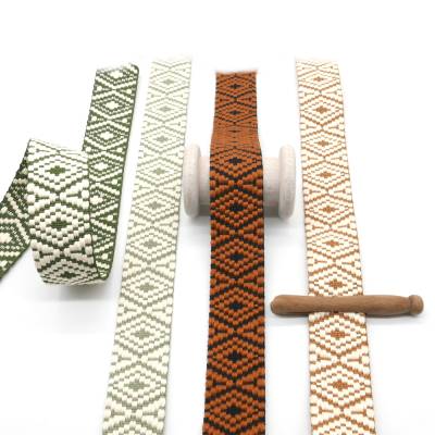 Gurtband Rautenmuster (schmal) – 38 mm breit, gewebt, beidseitig – Polyester & Baumwolle – 5 Farben – DIY Zubehör