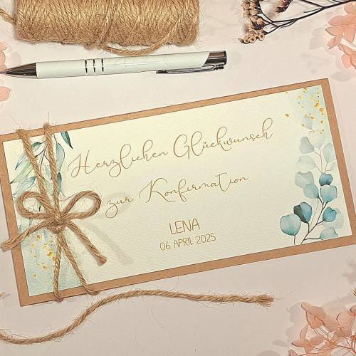 Personalisierte Glückwunschkarte zur Konfirmation mit Namen – Handgemachte Geschenkkarte für Geldgeschenke