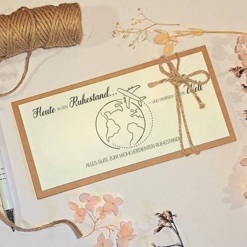 Glückwunschkarte Ruhestand Reise | Abschied Kollege | Geldgeschenk Rente | Klappkarte Reiseliebhaber