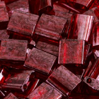 TL0304 Garnet Gold Luster 5x5x1,9mm Miyuki Tila Beads Japanische quadratische 2-Loch Perlen 5g