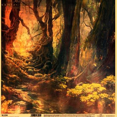 Bastelkarton Mysterious forest - Mysteriöser Wald – Bastelpapier, Bäume – 31 x 32 cm, SL1194