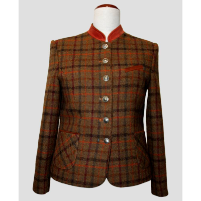Damen Woll Blazer kariert | Herbstliche Farben | Harris-Tweed | Größen 36-44