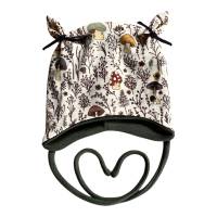 Ohrenmütze aus Wolljersey (Bio) mit Pilzmotiv | Baby Kind Mütze für Herbst / Winter von Tante Maate