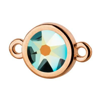 Verbinder rose gold 10mm mit Kristallstein in Jet AB 7mm 24K rose vergoldet für Freundschaftsarmband