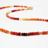 Opal Kette – Feueropal Edelsteinkette Collier mit vergoldetem Silber 925, Unikat, Handmade (€289.90)