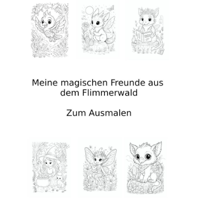 Meine magischen Freunde aus dem Flimmerwald – zum Ausmalen, Set mit 6 Ausmalbildern