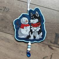 Husky mit Schneemann 12-14x18cm – Winterliche Eleganz für Deine Stickprojekte Bild 10
