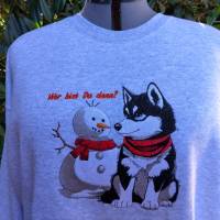 Husky mit Schneemann 12-14x18cm – Winterliche Eleganz für Deine Stickprojekte Bild 4