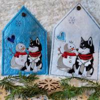 Husky mit Schneemann 12-14x18cm – Winterliche Eleganz für Deine Stickprojekte Bild 6