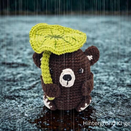 Bärchen Blättertanz – Amigurumi Häkelanleitung (PDF), süße Deko/Anhänger, Geschenkidee