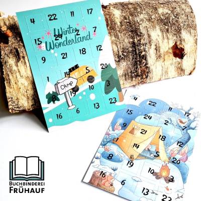 Camping Adventskalender Postkarte A6 mit 24 Türchen – Ideal zum Verschenken & Verschicken