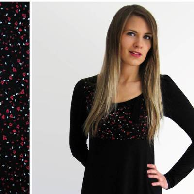 Kleid AVA Schwarz mit Minimuster Gr. 32 bis 52