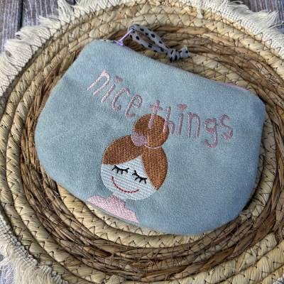 Kleines Täschchen mit Stick Nice Things türkis rosa