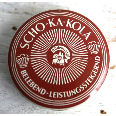 alte Scho-Ka-Kola Blechdose mit Koffein