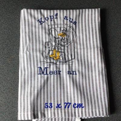 Geschirrtuch Baumwolle Geschenk Einzigartig Unikat - Ente im Strandkorb