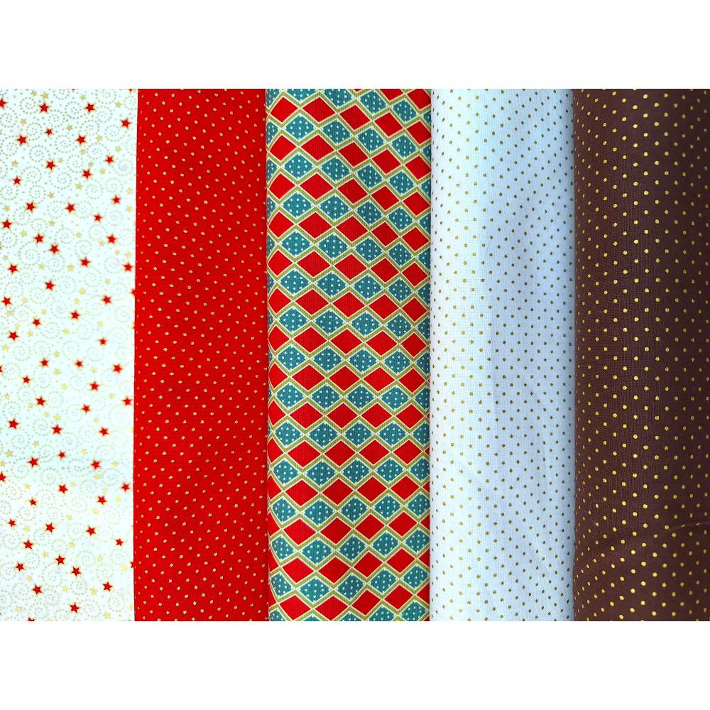 Baumwollstoff creme, natur, mit Punktenl in Gold,Weihnachtsstoff