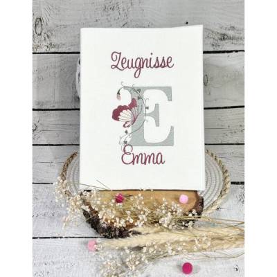 Mädchen Zeugnismappe Schmetterling Organizer Geschenk Mappe Zeugnisordner Filz mit Initialen Name personalisiert 