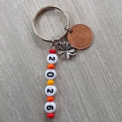 Schlüsselanhänger mit Kleeblatt und Glückspfennig – Glücksbringer Geschenk zum Jahreswe