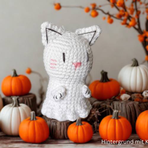 Amigurumi Katzengeist Halloween - Häkelanleitung für niedliche Deko oder als Taschenbaumler