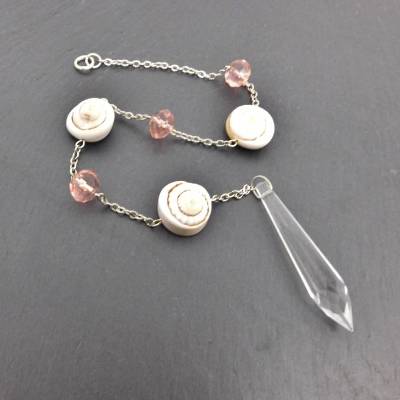 Suncatcher, Sonnenfänger, Dekohänger, Wanddeko, Fensterdeko Hängedekoration - Kristalle, Muscheln, Schnecken, rosa